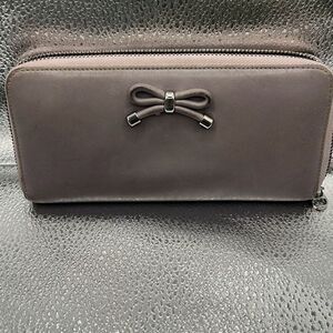 Loewe Zip Around Long Wallet Bow Ribbon Accent Purple Leather Coquette Girlie